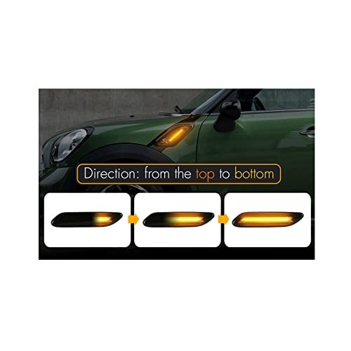 znakeauto 2X LED Front Fender Side Marker Lights Assembly Smoke Lens Turn Signal Lamp Compatible with 2011 2012 2013 2014 2015 2016 Mini Cooper R60 R61 Countryman Paceman (Smoke Lens) - Image 2