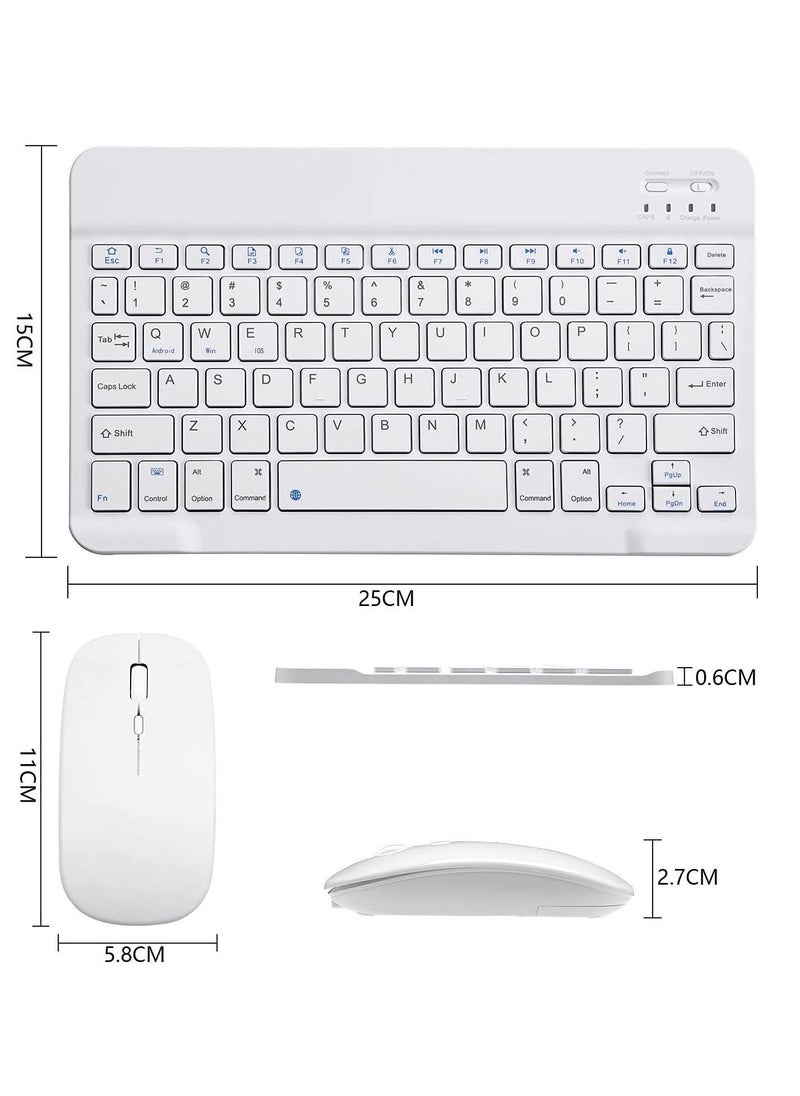 Ultra-Slim Bluetooth Keyboard and Mouse Combo Rechargeable Portable Wireless Keyboard Mouse Set for Apple iPad iPhone iOS 13 and Above Samsung Tablet Phone Smartphone Android Windows (White - Image 3