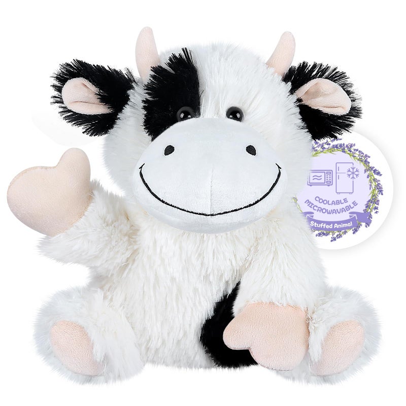 SuzziPals Heatable & Coolable Cow Stuffed Animal, Heated Stuffed Animals Heating Pad for Soothing & Relaxation, Lavender Scent Cow Plush for Stress Discomfort, Cows Gift for Kid & Aldult, Dairy Cattle - Image 1