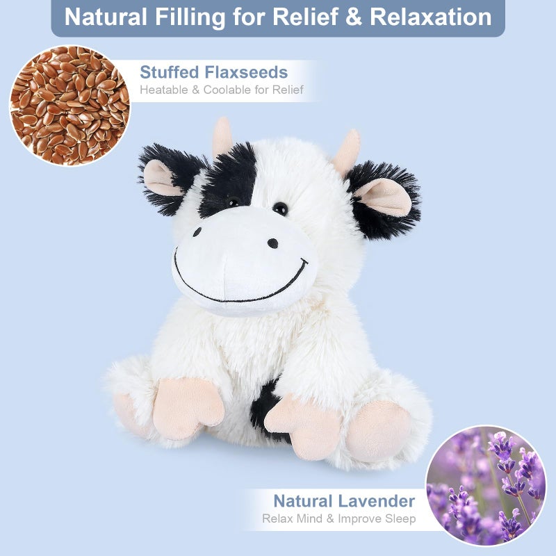 SuzziPals Heatable & Coolable Cow Stuffed Animal, Heated Stuffed Animals Heating Pad for Soothing & Relaxation, Lavender Scent Cow Plush for Stress Discomfort, Cows Gift for Kid & Aldult, Dairy Cattle - Image 3