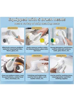 Generic Electric Spin Scrubber, Electric Cleaning Brush, with 5 Replaceable Cleaning Brush Heads and USB Portable Electric Spin Cleaner  - Image 5