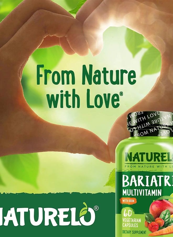NATURELO Bariatric Multivitamin - One Daily with Iron - Supplement for Post Gastric Bypass Surgery Patients - Natural Whole Food Nutrition - 60 Veggie Capsules - Image 3