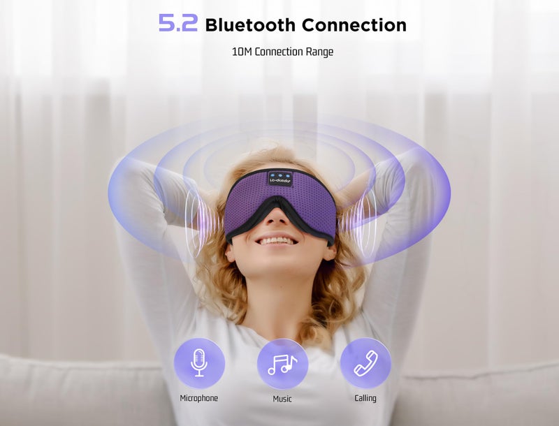 LC-dolida Sleep Mask with Bluetooth Headphones Bluetooth Sleep Mask Sleep Headphones,3D Eye Mask for Sleeping Mask Music Sleeping Headphones for Side Sleepers Meditation Gifts Gadgets for Men Women - Image 4