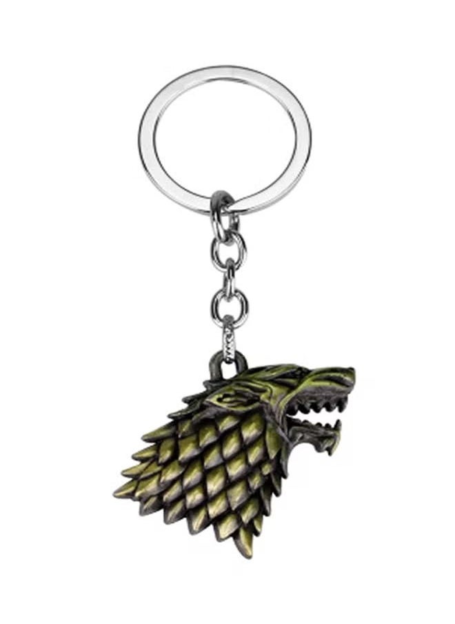 Generic - Wolf Head Keychain,Alloy plated keychain,Game Of Thrones House Stark Wolf Head Key Ring,Gifts for Boy Girl Best Friend and Collection Silver/Green/Black - Image 1
