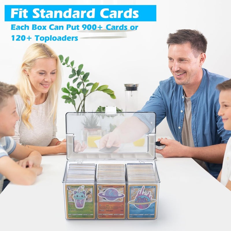 Excefore Trading Card Storage Box with Handles, Large Capacity Clear Plastic Playing Card Case for 900 Cards 120 Toploaders, Toploader Storage Box with Removable Dividers, Fit for Standard Card, Gift for Kid - Image 5