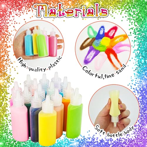 Panxxsen 12 PCS Art Sand,1.25oz Bottles DIY Arts and Crafts Kit,Scenic Sands for Arts & Crafts,Terrarium Sands Play DIY Drawing Sandbox Wedding Sand for Decorations and Crafty Collection Sand Bottles - Image 5
