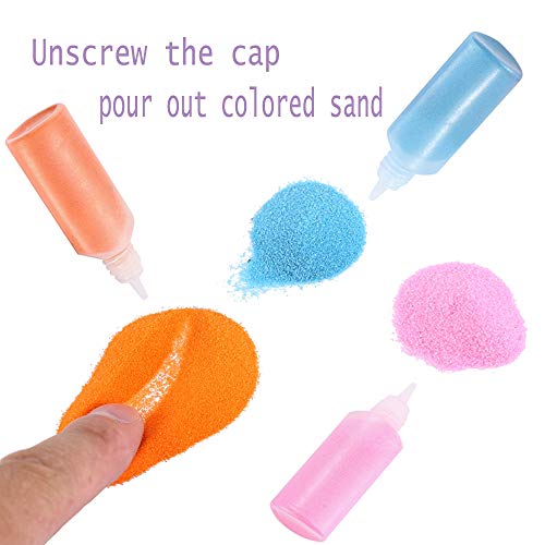 Panxxsen 12 PCS Art Sand,1.25oz Bottles DIY Arts and Crafts Kit,Scenic Sands for Arts & Crafts,Terrarium Sands Play DIY Drawing Sandbox Wedding Sand for Decorations and Crafty Collection Sand Bottles - Image 4