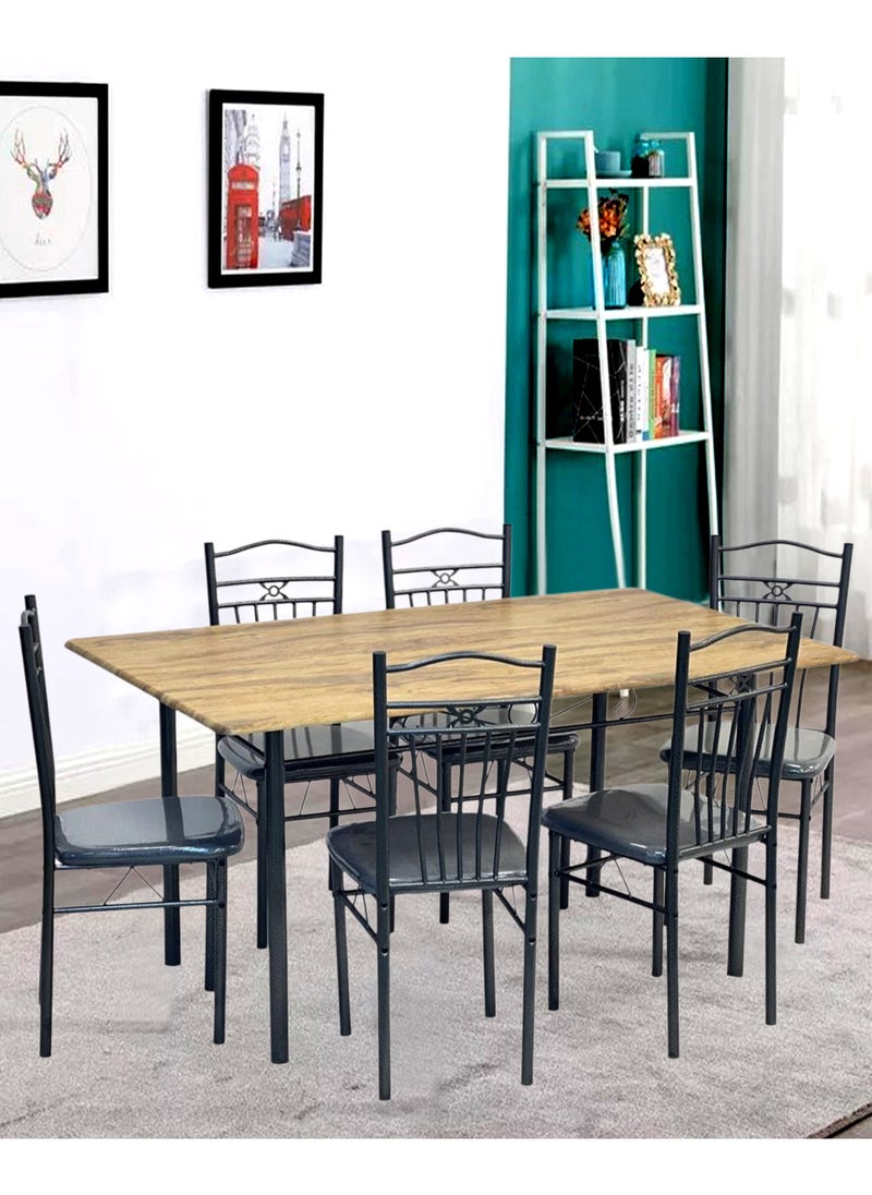 Set of 7 Pieces, Wooden Dining Table With 6 Chairs Set 150*90 CM - pzsku/ZB0343D6AD6105DF3601BZ/45/_/1739615853/8a6f2aa4-5317-4446-9285-450590bf4b6e