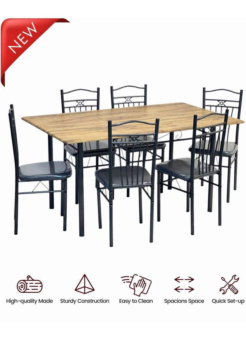 Set of 7 Pieces, Wooden Dining Table With 6 Chairs Set 150*90 CM - pzsku/ZB0343D6AD6105DF3601BZ/45/_/1739615859/500e5877-2995-436b-9706-e8515ff9cdef