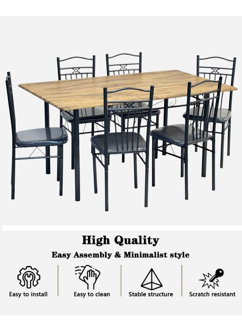 Set of 7 Pieces, Wooden Dining Table With 6 Chairs Set 150*90 CM - pzsku/ZB0343D6AD6105DF3601BZ/45/_/1739615861/f0178bee-b5be-4832-b95c-9cecba428ea9