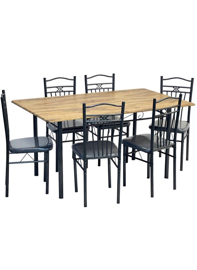 Set of 7 Pieces, Wooden Dining Table With 6 Chairs Set 150*90 CM - pzsku/ZB0343D6AD6105DF3601BZ/45/_/1739615879/8ec4315e-3307-47c3-b4d6-4221e1ebb667