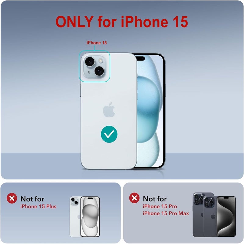 AIBEX Back Cover for iPhone 15 | Transparent Slim Case with Built-in Camera Stand | Mag-Saf Compatible | Shockproof | Scratch Resistant | Lightweight Protective Cover - Black - Image 2