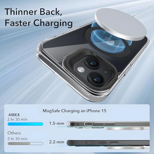 AIBEX Back Cover for iPhone 15 | Transparent Slim Case with Built-in Camera Stand | Mag-Saf Compatible | Shockproof | Scratch Resistant | Lightweight Protective Cover - Black - Image 4