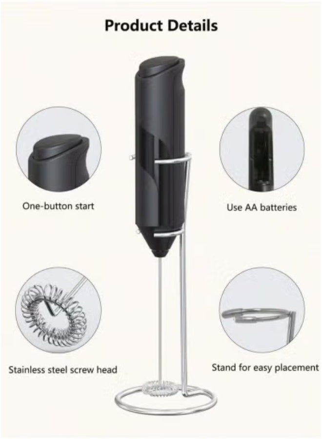 تايجر Milk Frother Handheld with Stand – Electric Portable Foam Maker & Drink Mixer for Coffee, Latte, Cappuccino, Matcha & Hot Chocolate | Battery Operated Stainless Steel Whisk | Lightweight, Easy to Clean, Powerful Motor | Compact Milk Foamer with Holder  - Image 3