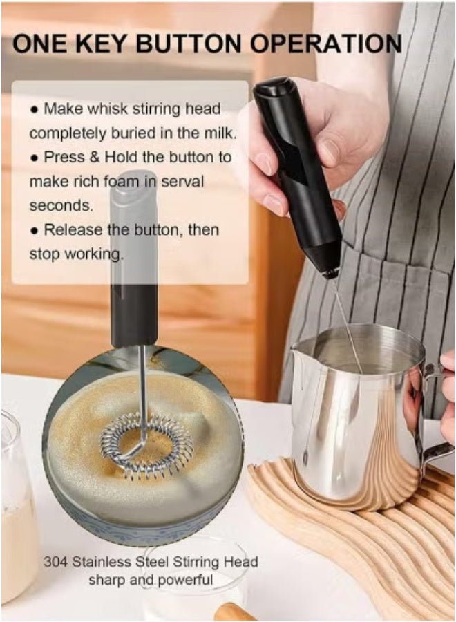 تايجر Milk Frother Handheld with Stand – Electric Portable Foam Maker & Drink Mixer for Coffee, Latte, Cappuccino, Matcha & Hot Chocolate | Battery Operated Stainless Steel Whisk | Lightweight, Easy to Clean, Powerful Motor | Compact Milk Foamer with Holder  - Image 4
