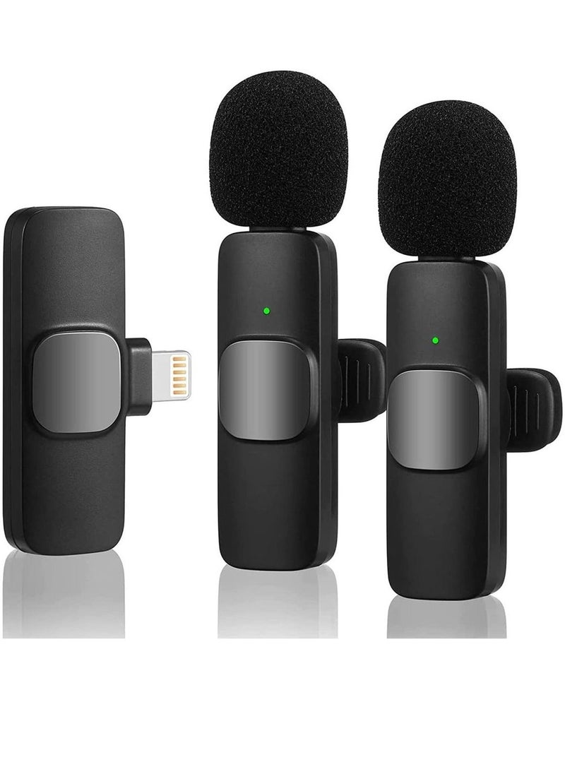 JAJEEK Wireless Lavalier Microphone for iPhone iPad - Plug-Play Wireless Mic with 2 Microphones for USB-Lighting iPhone - Video Recording, Interview - Image 1
