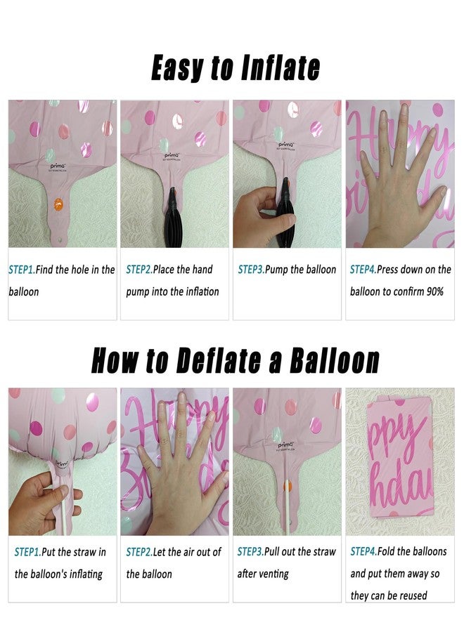 CHANGZHONG 4pcs Pink Aluminum Film Balloon 18inch Happy Birthday Round Balloon Suitable for Girl Princess Birthday Party Decoration - Image 3