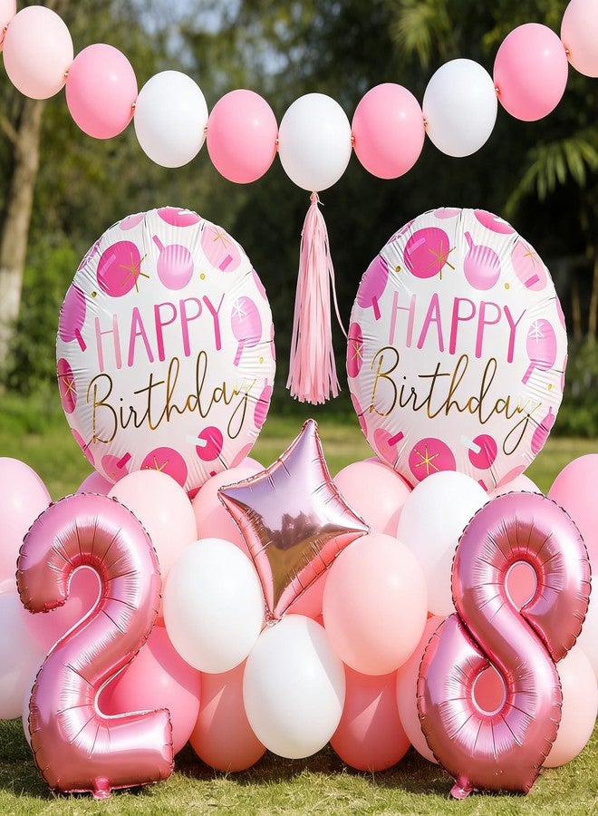 CHANGZHONG 4pcs Pink Aluminum Film Balloon 18inch Happy Birthday Round Balloon Suitable for Girl Princess Birthday Party Decoration - Image 4