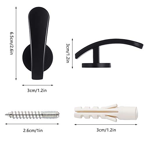 Furge 4 Pieces Curtain Holdback,Wall Mounted Hooks Drapery Tiebacks with Screws Metal Decorative Curtain Holdbacks Decorative Window Drapery Holder Curtain Hooks (Black) - Image 2