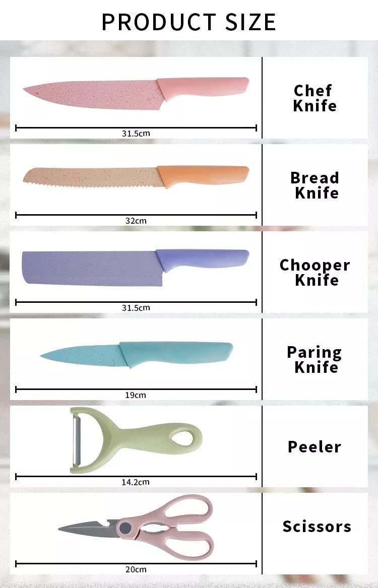 Kitchen Sharp Kitchen Sharp Knife Set Stainless Steel Household Kitchen Knife Straw 6 PCS Chef Knife Set with Chopping Board  - Image 5