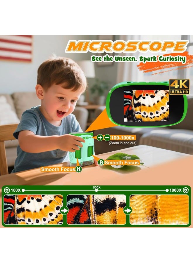 Nicmore Mini Pokect Microscope Kids Toys: 3-1 Handheld Microscope Telescope with Digital Camera - Christams Birthday Gifts for 3 4 5 6 7 8 Year Old Boys Girls - Outdoor Indoor STEM Toy - Image 4