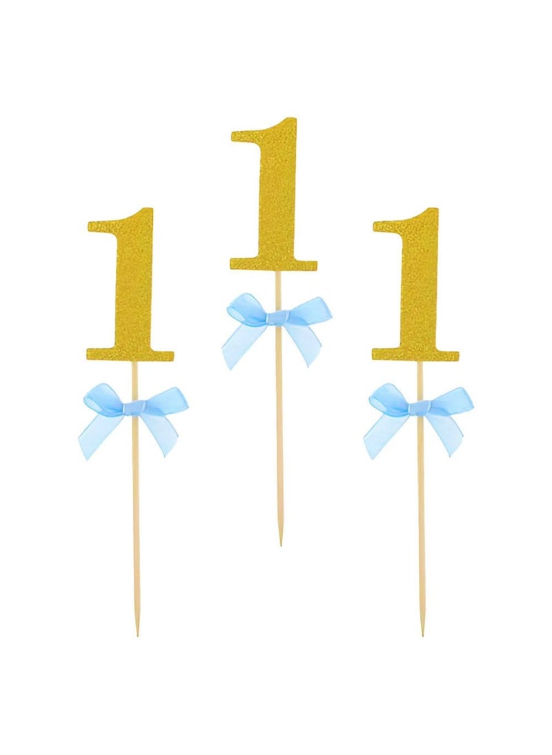 جودان زينة عيد الميلاد الأول باللون الأزرق الذهبي لعيد الميلاد الأول، مقاس 12 سم، عبوة من 10 قطع - Image 1