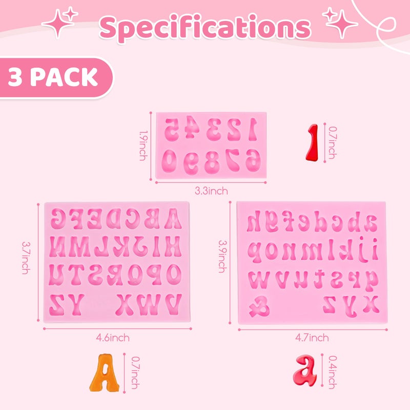 YunKo 3Pack Silicone Fondant Letters Molds and Numbers Molds 0-9 Numbers and 26 Letters Silicone Fondant Chocolate Clay Molds for Decorating Cake Candy Chocolate DIY Cake Decorating - Image 2