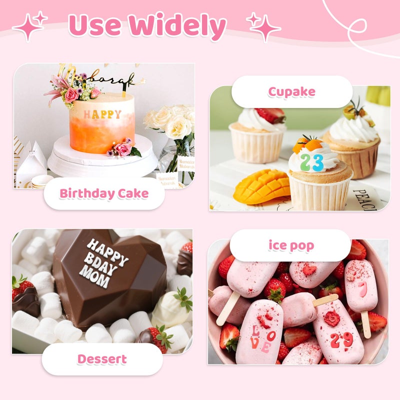 YunKo 3Pack Silicone Fondant Letters Molds and Numbers Molds 0-9 Numbers and 26 Letters Silicone Fondant Chocolate Clay Molds for Decorating Cake Candy Chocolate DIY Cake Decorating - Image 4