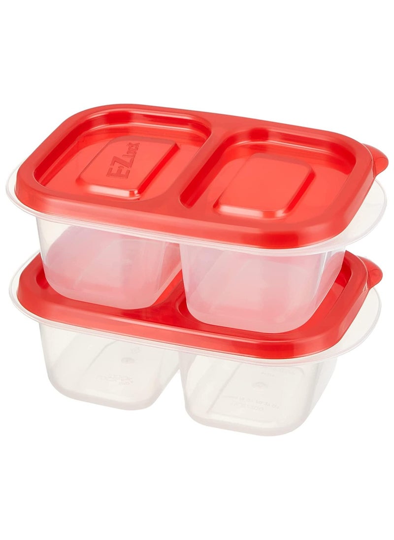 LOCK & LOCK LocknLock EzLock Rectangle Container Set - 260ml (Set of 2), Clear Base, Stackable, Microwave-Safe  - Image 2