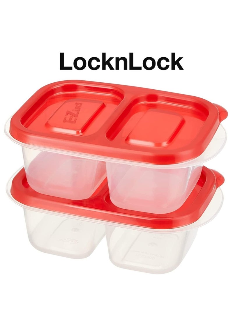LOCK & LOCK - LocknLock EzLock Rectangle Container Set - 260ml (Set of 2), Clear Base, Stackable, Microwave-Safe - Image 1
