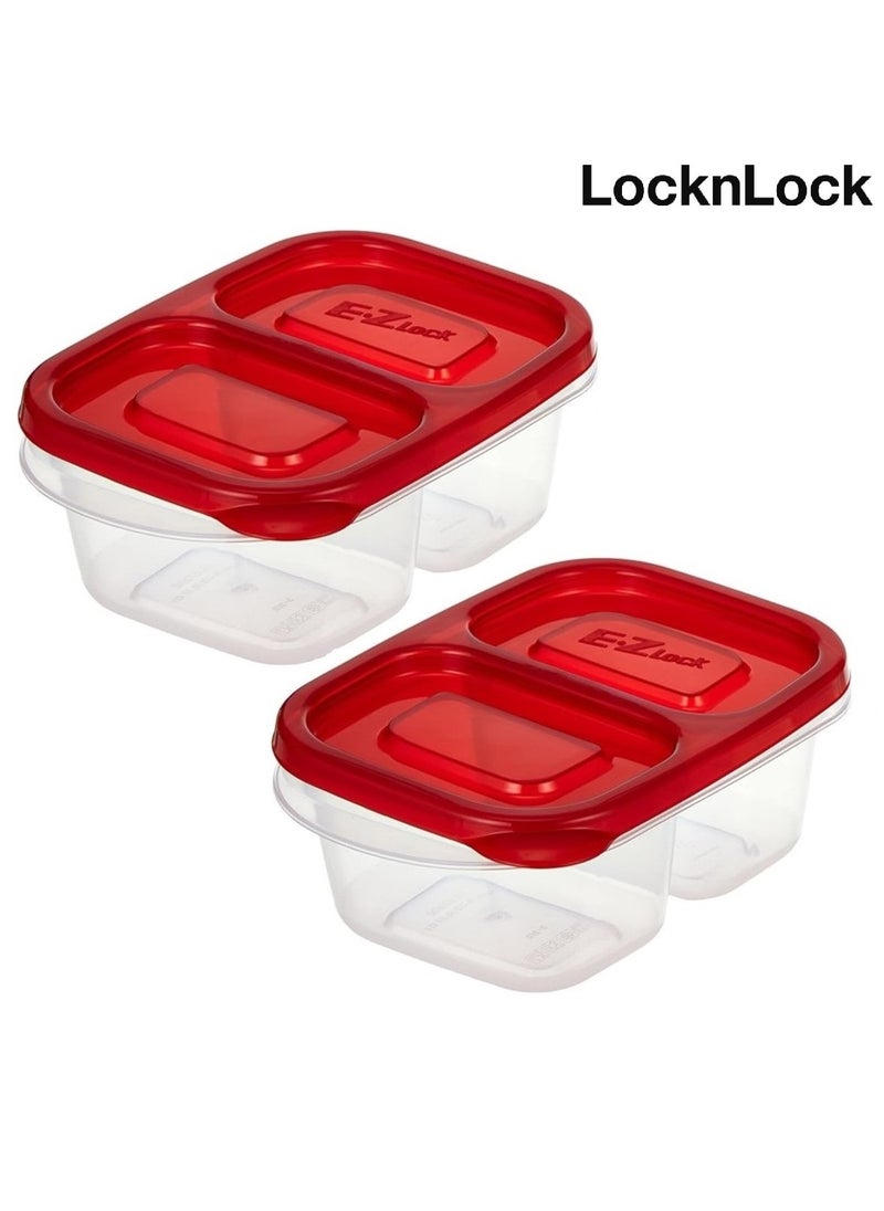 LOCK & LOCK - LocknLock EzLock Rectangle Container Set - 260ml (Set of 2), Clear Base, Stackable, Microwave-Safe - Image 1