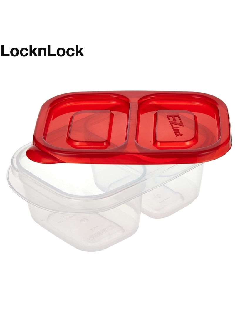 LOCK & LOCK - LocknLock EzLock Rectangle Container Set - 260ml (Set of 2), Clear Base, Stackable, Microwave-Safe - Image 1