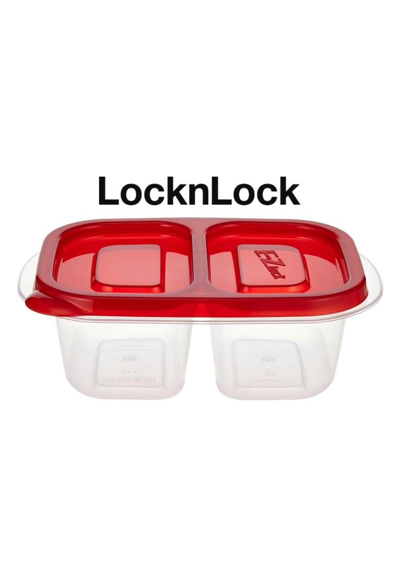 LOCK & LOCK - LocknLock EzLock Rectangle Container Set - 260ml (Set of 2), Clear Base, Stackable, Microwave-Safe - Image 1