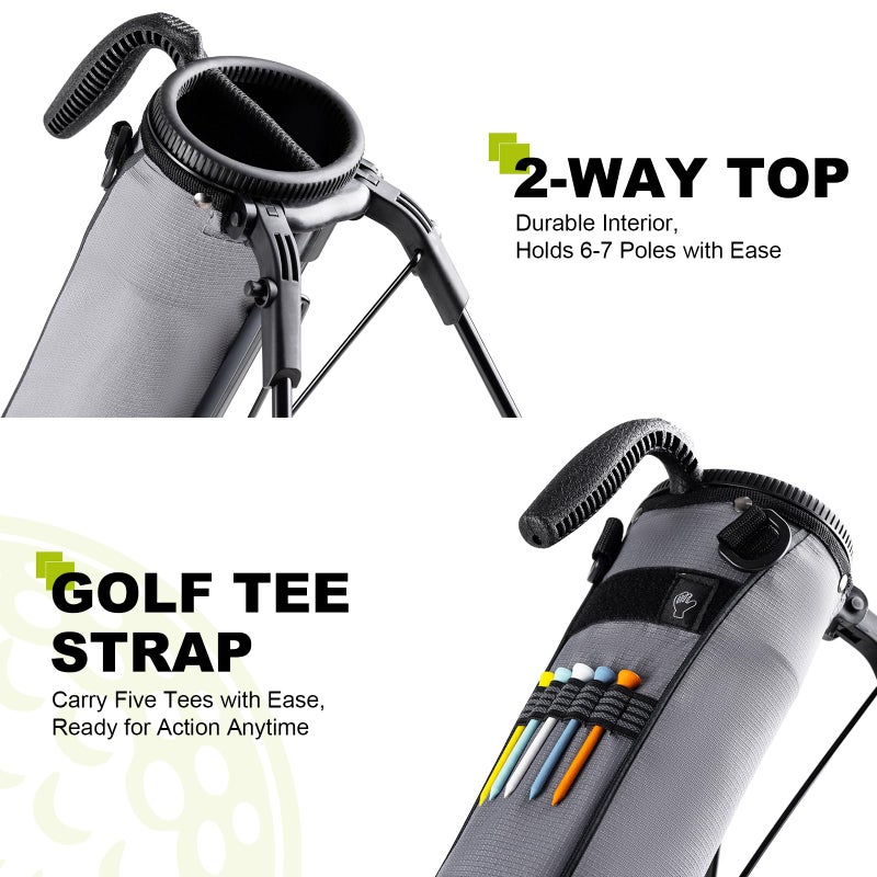 UNIHIMAL Golf Lightweight Stand Carry Bagâ€“ Easy to Carry and Durable Pitch n Putt Golf Bag for The Driving Range, Par 3 and Executive Coursesâ€“31.5 inches Tall (Grey) - Image 5