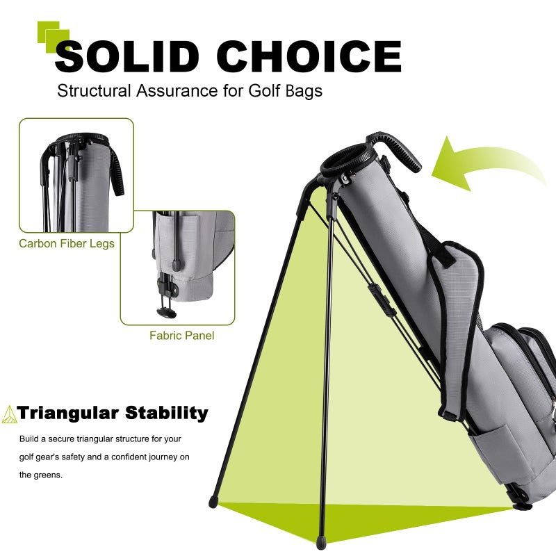 UNIHIMAL Golf Lightweight Stand Carry Bagâ€“ Easy to Carry and Durable Pitch n Putt Golf Bag for The Driving Range, Par 3 and Executive Coursesâ€“31.5 inches Tall (Grey) - Image 4