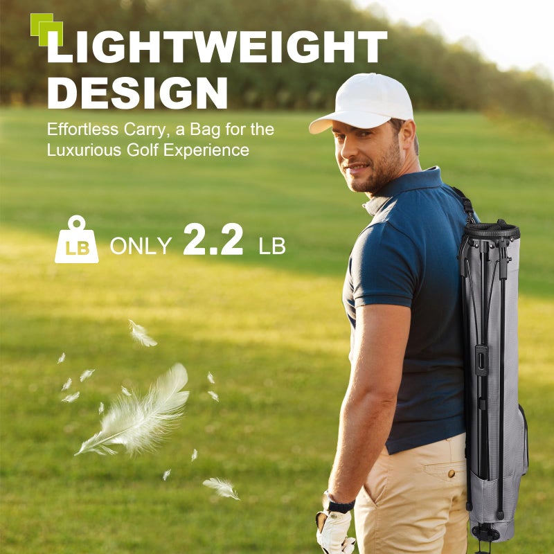 UNIHIMAL Golf Lightweight Stand Carry Bagâ€“ Easy to Carry and Durable Pitch n Putt Golf Bag for The Driving Range, Par 3 and Executive Coursesâ€“31.5 inches Tall (Grey) - Image 3