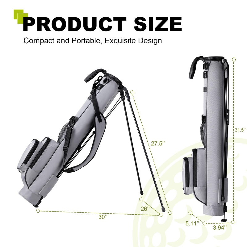 UNIHIMAL Golf Lightweight Stand Carry Bagâ€“ Easy to Carry and Durable Pitch n Putt Golf Bag for The Driving Range, Par 3 and Executive Coursesâ€“31.5 inches Tall (Grey) - Image 2