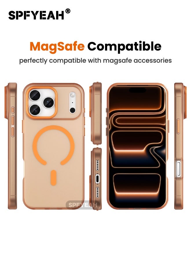 اس بي اف يا. [3 في 1] جراب iPhone 17 Pro Max مع واقي شاشة زجاجي مقوى عالي الدقة وواقي عدسة الكاميرا، متوافق مع MagSafe، مقاوم للصدمات ومضاد للسقوط والانزلاق، جراب صلب غير لامع نحيف مناسب لهاتف iPhone 17 Pro Max مقاس 6.9 بوصة، برتقالي شفاف - Image 3