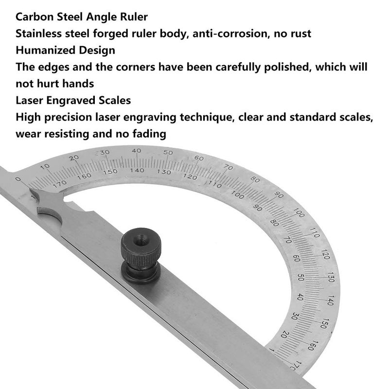 Protractor Angle Finder with Engraved Scales, Carbon Steel Chrome Plated Ruler 80x120mm, Flexible and - Image 5