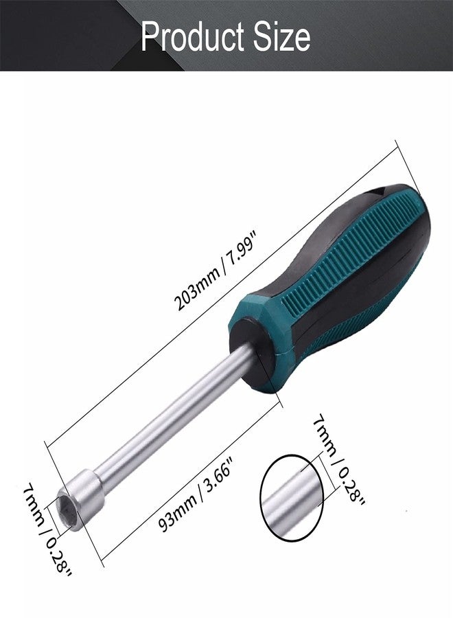 Utoolmart 7mm Non-Magnetic Tip Six Point Hex Nut Driver with 93mm Round Shaft - Image 2