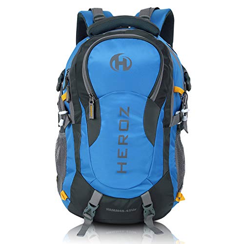 HEROZ Hammer Unisex Nylon 45 L Travel Laptop Backpack bags for mens Water Resistant Slim Durable Fits Up to 17.3 Inch (Grey & Sky Blue) - Image 1