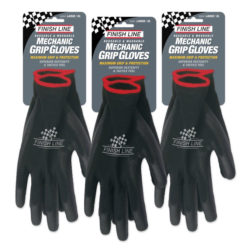 Finish Line Mechanic Grip Gloves 3 Pack Large