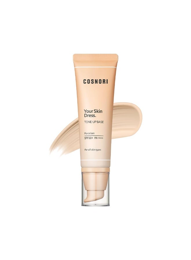 COSNORI كوسنوري قاعدة مكياج لتوحيد لون البشرة - تخفي المسام والعيوب - قاعدة مكياج مصححة للون مع النياسيناميد - كيبوتي - لون بورسلين للألوان الباردة والدافئة، 1.69 أونصة سائلة - Image 1
