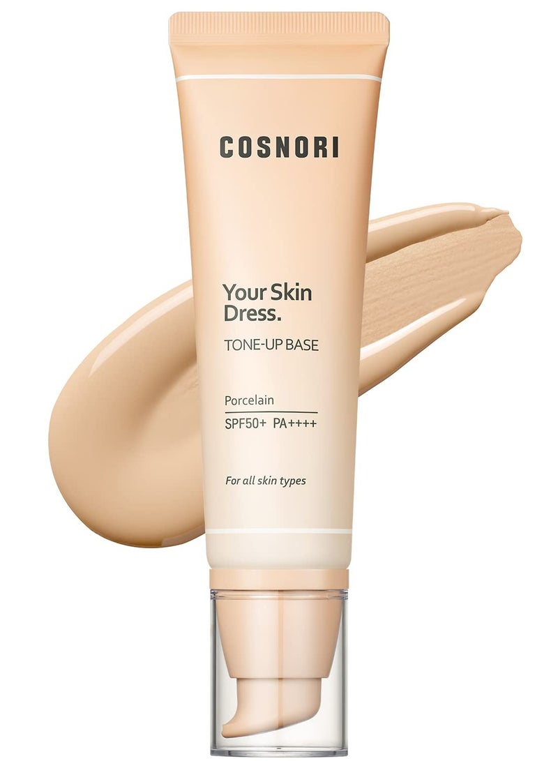 COSNORI COSNORI Your Skin Dress Tone up Base – Conceal Pores & Blemish – Tone Correcting Makeup Base with Niacinamide – K Beauty – Porcelain Color for Cool & Warm Tone, 1.69 fl.oz - Image 1