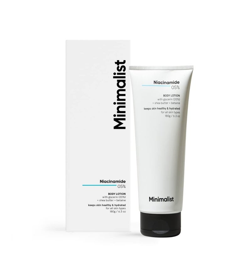 Minimalist Niacinamide 5 Body Lotion  Repairs Skin Barrier  Nourishes With Shea Butter  For Men  women 180 gm - Image 1