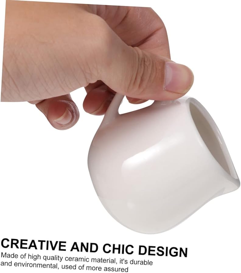 SECFOU 3pcs Ceramic Sauce Spoon Mini Milk Jugs 7 5X6X5cm Kitchen Creamer Containers Comfort Grip Handle - Image 4