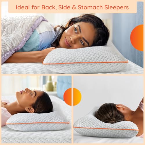 Sleepyhead Yawn 360 Soft Sense Cooling Gel Memory Foam Pillow - Orthopedic Neck Pain Relief, Spine Support | Temperature Regulating, Breathable | 24 x 16 Inch | White | 1 Year Warranty - Image 3