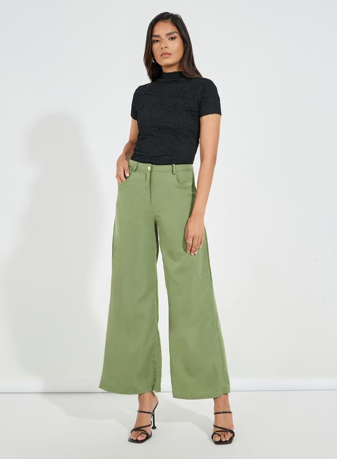 Styli Solid Wide Leg Full Length Pants  - Image 1