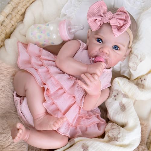 Aori Reborn Baby Dolls Girl 20 Realistic Newborn Girl Lifelike Poseable Vinyl Baby Doll with Feeding Outfit Set Weighted Body for Cuddling Gift for Collectors Kids 3 - Image 5