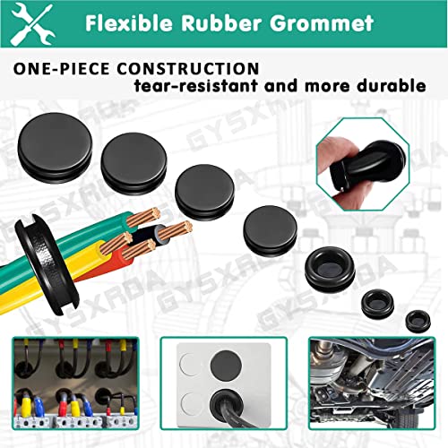 Gysxrda Rubber Grommet Kit 170 Pack - Black Firewall Grommet Assortment 7 Sizes Rubber Cable Hole Plug for Holes, Electrical, Plumbing, Automotive, Boat, Home Improvement Cord Wire Pipe Organization - Image 4
